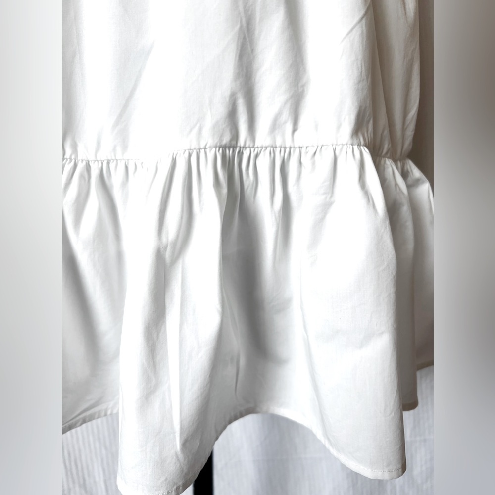 Compania Fantastica White Mini Tiered Poplin Dress with Pockets Size M - Picture 10 of 12